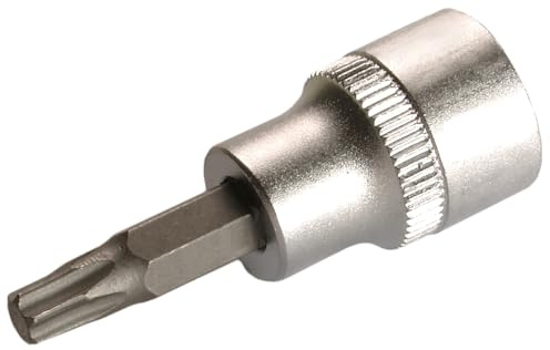 SW-Stahl S2229-T45 Schraubendreheinsatz, 3/8 Zoll T-Profil T45 Bit-Nuss | Steckschlüsseleinsatz mit 10 mm Innenvierkant-Antrieb, 48 mm Länge, aus matt verchromtem Chrom-Vanadium-Stahl gefertigt