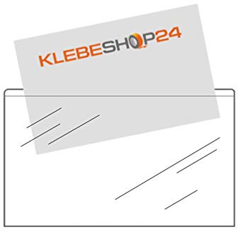 KLEBESHOP24 Visitenkartentaschen breite Seite offen 105 x 60 mm 20 Stück | transparent, selbstklebend