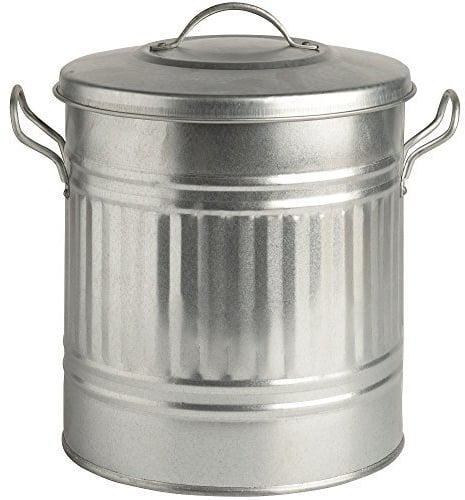 CrazyGadget® Metal 15 Litre 15L Small Round Colour Recycle Dustbin Paper Rubbish Waste Bin with Lid (Galvanised)