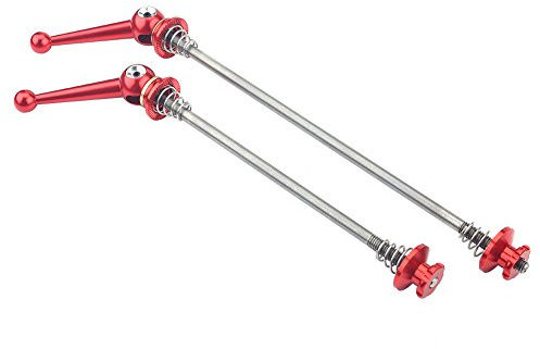 Fahrrad Schnellspanner Set aus Titanlegierung, Rot, für Vorderrad 15cm und Hinterrad 18,5cm, CNC-Verarbeitung, Eloxierte Oberfläche, Mountainbike Naben Kompatibel
