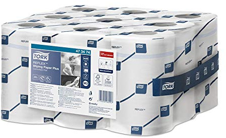 Tork 473474 Reflex Starke Mehrzweck-Papierwischtücher, 2-lagigen, Weiß, 19.4cm Breite, 67m Länge