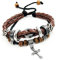 Suyi Multilayer Verstellbare Leder Geflochtene Armreif Kreuz Armband Blatt Handgelenk Manschette Armband Ccf