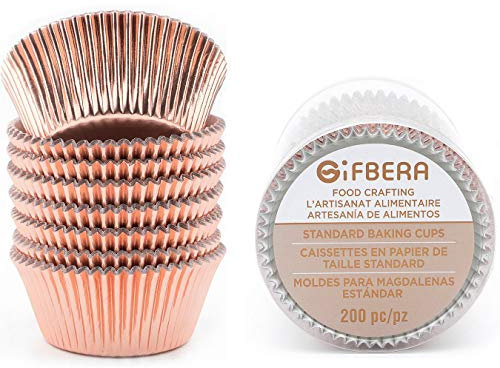 Gifbera Baking Cups 200Pcs Metallic Foil Baking Cases Paper Muffin Cupcake Cases Muffin Paper Cupcakes for Cupcakes Muffins Pudding