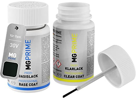 MG PRIME Autolack Lackstift Set für Opel 30V / G6R Carra Geen Pearl/Smaragd Grün Perleffekt Basislack Klarlack je 50ml