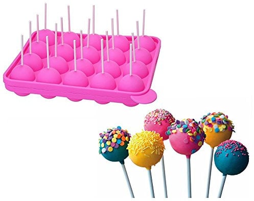 XLKJ Silicone Cake Pop Moule pour Faire Cuire le Gâteau au Lollipop, Sans BPA, Rose