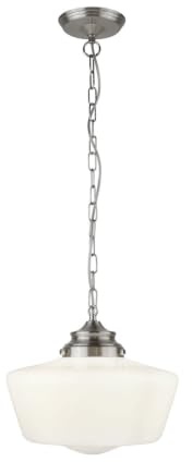 Searchlight 80711SS School House 1 Light Ceiling Pendant SatSilver