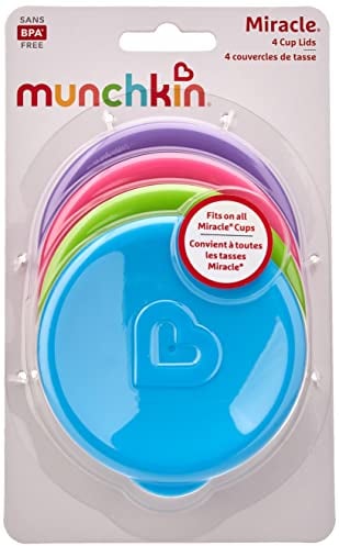Munchkin Couvercles de Tasse Miracle | Couvercles pour Tasses Sippy | Essentiels Bébé | Pack de 4 | Multicolores