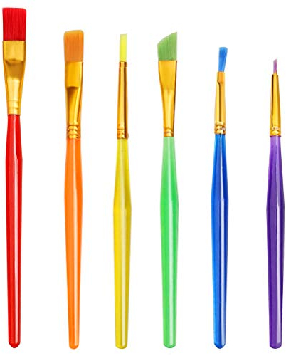 6 Pcs Painting Brushes, Kids Paint Brushes Colorful Paint Brushes for Children Toddlers Beginners