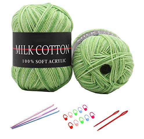 YAMEE 6 Stück 50 g Handstrickgarn Farbverlauf Wolle zum Stricken Häkelgarn Weberei Set Mit Häkelhaken