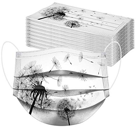 Lulupi 10-100Stück Einweg Mundschutz Mund-Nasenschutz Blumen Bedruckt 3 lagig Einmal MNS Pusteblume Motiv Bunt Halstuch Mund und Nasenschutz Staubdicht Atmungsaktiv Multifunktionstuch Schals Tücher