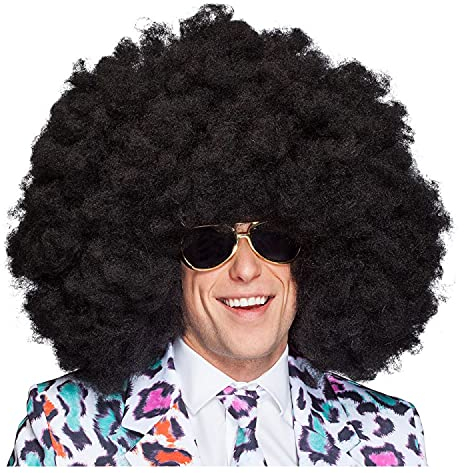 PAPSTAR NEU Perücke Unisex Super-Riesen-Afro Locken, Jimmy, schwarz - mit Haarnetz