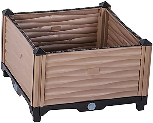 EIIDJFF Fioriera Da Esterno Combinazione Grow Box Aiuole rialzate Erba vegetale impilabile marrone con fori di drenaggio517 (Size:40x40x26cm)