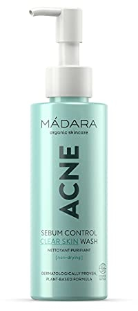MADARA Organic Skin Care ACNE Sebum Control Clear Skin Wash – 140 ml | Reinigendes Gesichtswaschmittel für fettige und zu Akne neigende Haut