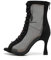 HROYL Stivali da Ballo Latino Americano Donna con Punta Aperta con Tacco Alto Stivaletti da Sala Nozze Festa Scarpe,QJW7179-Nero-Camoscio-7.5,EU 35