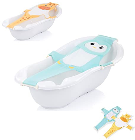 Chipolino Babywannen Netz Tiere, Badewanneneinsatz, Kunststoffbügel, ab Geburt, Farbe:blau