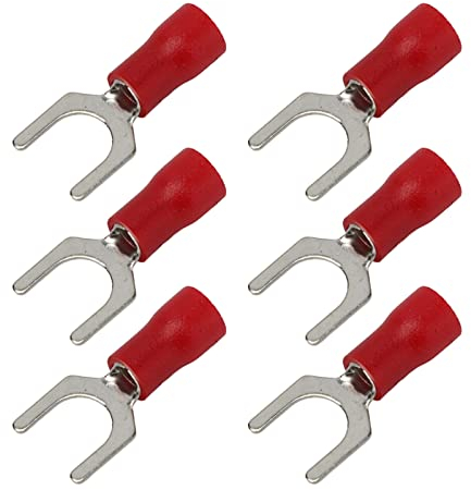 Ticfox 100Pcs U Type Wire Connector, Insulated Crimping Connectors Insulated Fork Terminals Copper PVC Electrical Crimp Terminal 16-14AWG for Electrical Wiring