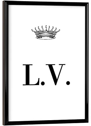 artboxONE Poster mit schwarzem Rahmen 18x13 cm Schwarzweiß Queen LV - Bild Personalisierung Buchstabe Buchstabe-LV