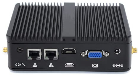 Fanless Mini PC Win 10 pro, Quad Core Celeron J4125, 16GB DDR4 RAM 512GB SSD, HDMI, VGA, 4K Output, Dual RJ45 Lan, 2xRS232 COM, USB3.0, BT, Wifi AC, Small Form Factor Computer, Auto Power On