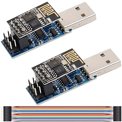 Youmile 2 Stück USB zu ESP8266 Adaptermodul CH340C Chip mit Reset-Taste + 2 Stück 4MB ESP-01S WiFi Serial Transceiver Modul mit DuPont Kabel