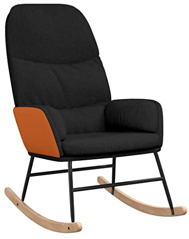 vidaXL Schaukelstuhl, Sessel Schwingstuhl mit Armlehne, Schaukelsessel Relaxstuhl Wohnzimmer, Relaxsessel Schwingsessel, Schwarz Stoff