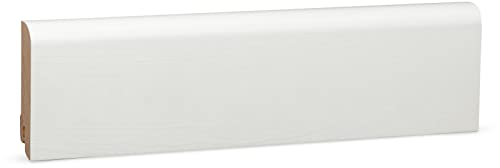 KGM Sockelleiste Oben Rund – Weiß lackierte Fußbodenleiste aus Kiefer Massivholz – Maße: 2400 x 18 x 78 mm – 1 Stück
