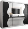 KRYSPOL Schwebetürenschrank Madryt 250 cm mit Spiegel Kleiderschrank mit Kleiderstange und Einlegeboden Schlafzimmer- Wohnzimmerschrank Schiebetüren Modern Design (Weiß + Schwarz)