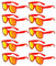 FSMILING 10 Stück Nerd Bunt Lustige Party Brille Rote Sonnenbrillen Set Party Sonnenbrille Verspiegelt Für Herren Damen，rot