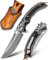 LOTHAR RHAEGAL Damast Klappmesser, Taschenmesser aus 67 Lagen VG10 Damaststahl, Damast Einhandmesser mit Holzgriff, für Sammlung oder Geschenk (Ebenholz)