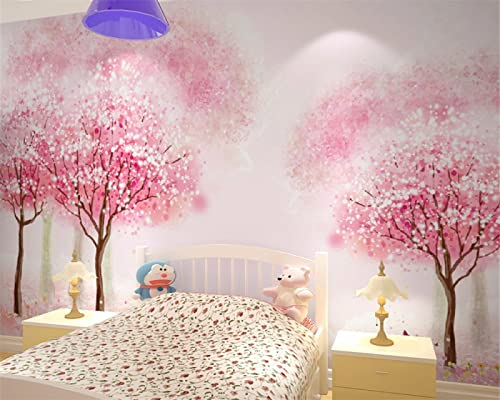 Sedomax Benutzerdefinierte Tapete Kinderzimmer Mädchen Zimmer Rosa Baum Tapete Schlafzimmer Nachttisch Wandbild 3D Tapete Wandbild