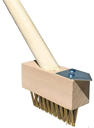 Aggloz | Weed Brush for Cleaning Patios | Hard Bristle Brush Head with Blade | Brush for Cleaning Gardens, Yards, and Driveways Block Paving, Moss etc | Angled Paving Brush Wire Bristles | 36cm