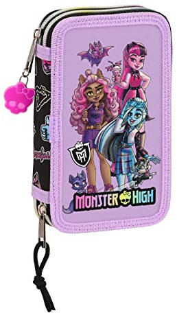 PLUMIER DOBLE PQÑO 28 pcs MONSTER HIGH CREEP
