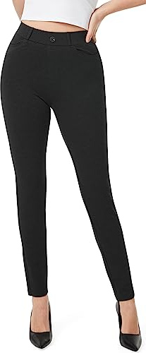 AFITNE Work Trousers for Women UK 30'' - High Waist Ladies Stretchy Casual Business Smart Tailored Trousers Womens Office Suit Pants with Pockets Charcoal Grey XXL