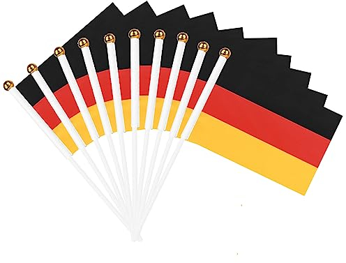 50 Stück Klein Deutschland Flagge Deutsche Mini Handgehaltene (21 x 14 cm) - Germany National Flag für Paraden, Karneval, Festival Feiern, Party, FIFA Dekor