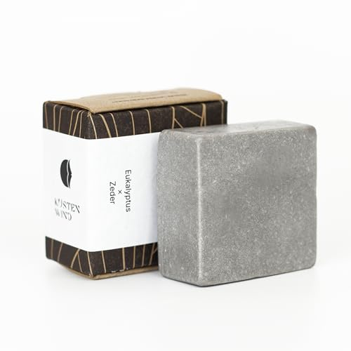 BARTZEUG Bartseife Küstenwind mit Tonerde x Sheabutter x Kakaobutter・sanfte, gründliche Reinigung ・vegan & handgefertigt in Deutschland ・graue feste Seife ・ideal für jeden Barttyp