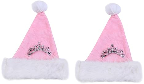 Abaodam 2st Rosa Nikolausmütze Weihnachtsmütze Urlaub Hut Dekor Urlaub Bommelmütze Santa Kopfbedeckung Requisiten Für Weihnachtskostüme Neujahrs Urlaub Cosplay Hut Weihnachten Kleidung