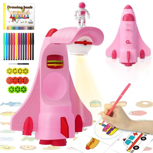 Aolieh Trace and Draw Projector Toy, Airplane Art Projector, Kids Drawing Board Projector, Painting Drawing Led Projector Toddler Toy Educational Drawing Playset for Kids Boys Girls Age 3+