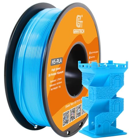 GEEETECH HS PLA Filament 1,75mm, High Speed PLA für 0-600 mm/s Hochgeschwindigkeitsdruck 3D-Drucker, HS PLA Wasser Blau 1 Spule 1kg