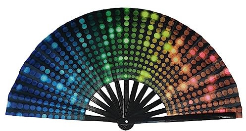 Light Up Fan, Large Folding Hand Rave Fan for Women/Men, Hand Fan Festival Fan Gift Fan Craft Fan Folding Fan Dance Fan