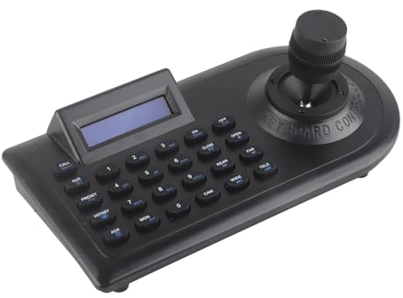 Controlador de Joystick de Cámara PTZ, Teclado Controlador de Cámara PTZ con Joystick 3D, Pantalla LCD, para Cámaras Domo IP PTZ (Enchufe de la UE)