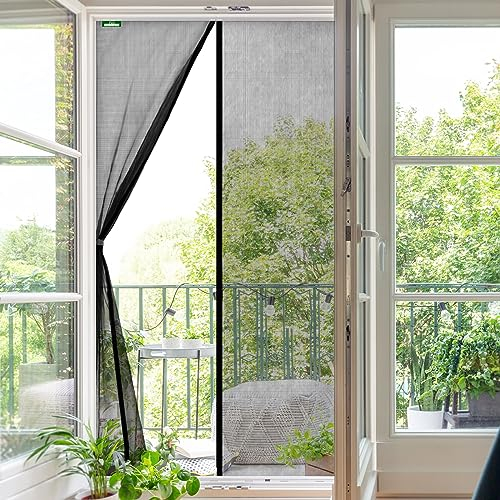 casa pura Fliegengitter Magnetvorhang für Balkontür, Terrassentür & Kellertür - einfache Klebemontage ohne Bohren - Insektenschutz Vorhang Tür (Gitter Garn, 100 x 210 cm, Johnny)