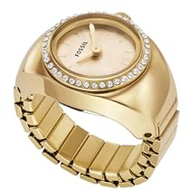 Ringuhr 2-Zeiger-Werk Edelstahl goldfarben