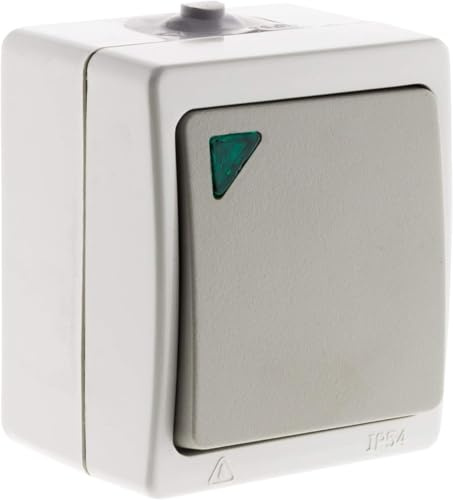 Va-et-vient simple à voyant Gris Clair IP54 - Akya (Lot de 5)