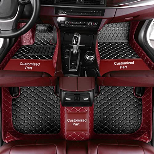 Anpassen Fußmatten für Renault Clio Kadjar Captur Megane Scenic Arkana Twingo Master Koleo PU-Leder Auto Fussmatten Set Allwetter wasserdichte rutschfeste Teppich(Wein rot und Schwarz)