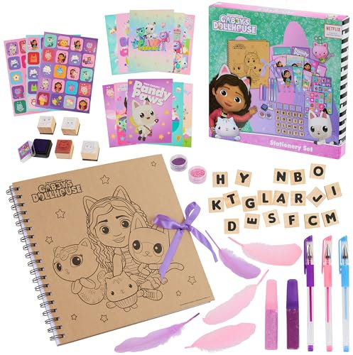 Gabbys Dollhouse Scrapbook Zubehör Set, Notizbuch, Sticker, Gel Pens & Bastel Sachen - Geschenke für Mädchen