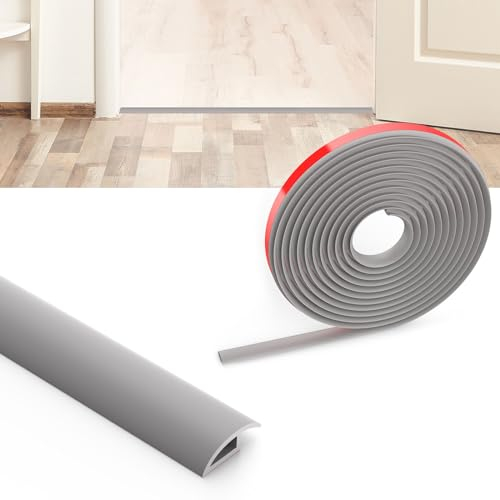 Flintronic Übergangsprofil Selbstklebend, 3m x 3.5cm PVC Boden-Leiste, Übergangsleiste Boden, Übergangsschiene ohne Bohren, Abdeckleiste für Fliesen, Holz, Laminat, Höhenausgleich 10mm(Graue)