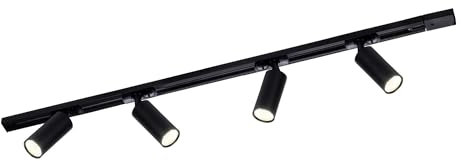 Ledvion - Iluminación LED sobre Carril 1M + 4 Focos de Riel (Negro, Regulable, Accesorio GU10), Luminaria de Riel Monofásica, Luminaria de Riel, Foco de Riel