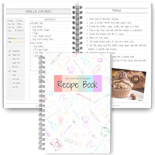 Templatables Rezept-Notizbuch und Familien-Kochbuch: Blanko-Rezeptbuch zum Erstellen und Organisieren Ihrer eigenen personalisierten Rezeptsammlung, A5, Mono