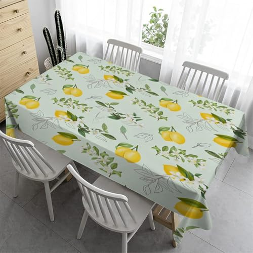 Gelbe Zitrone Tischdecke Klein Tischdecke 80x80 cm Blumen und Blätter Tischdecke Outdoor Abwaschbar Gartentischdecke Eckig Tischdecken Wasserabweisend Fleckschutz für Geburtstag Bierzeltgarnitur(A24)