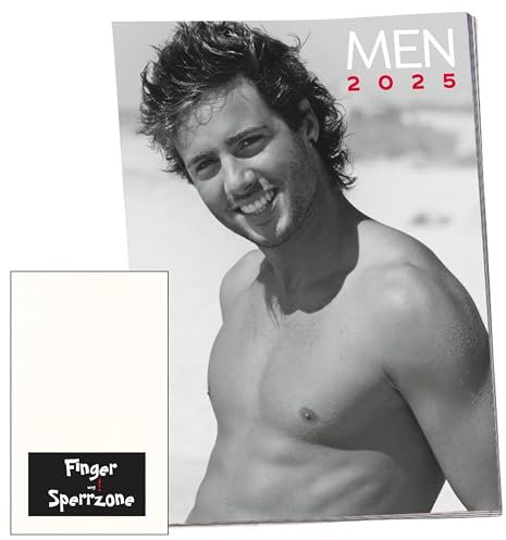 Erotik Kalender 2025, 11 verschiedene Pin-Up Motive, DIN A4, aufgeklappt A3 Wandkalender, inkl. Mappe und Magneten (Men)