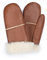 Valcuer 1887 Fäustlinge COZY MITTEN warme Unisex Handschuhe aus hochwertigem Lammfell, Fell, Leder - bequem, warm und hochwertig in Cognac (Braun), in Gr. 6,5